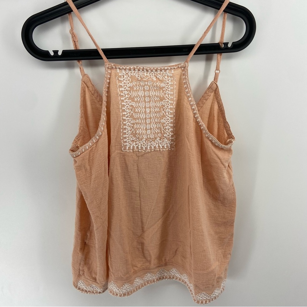 Mango Peach Embroidered Cotton Camisole